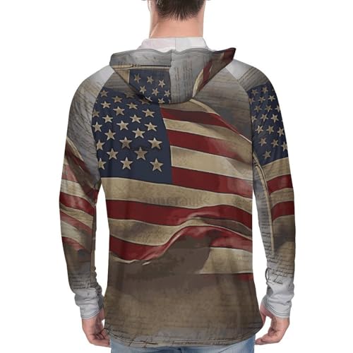 Men's Sun Shirts UPF 50+ Rash Guard Long Sleeve Sun Protection Hoodie American Flag Lightweight Shirt 3XL3