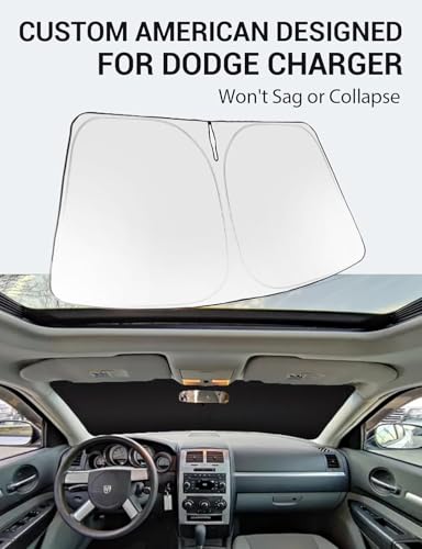 Image of Proadsy 2026 Upgrade Front Windshield Sun Shade Foldable Sunshade Protector Custom Fit 2006-2010 Dodge Charger Accessories