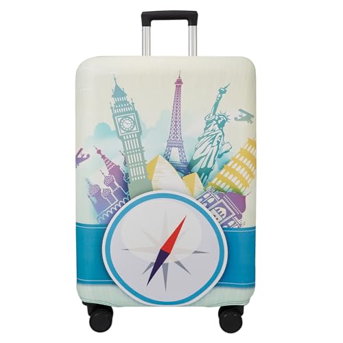 Image of WUJIAONIAO Travel Luggage Cover Baggage Suitcase Cover Protector Skins 18-32 Inch, compass, L (for 25--28 inch luggage)