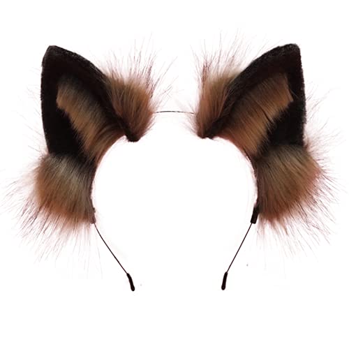 Image of VIGVAN Handmade Wolf Fox Ears Animal Cosplay Cute Head Accessories for Halloween