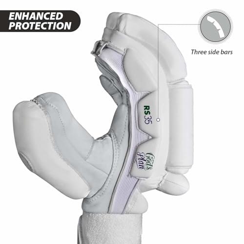 Image of DSC RS 35 God's Plan Cricket Batting Gloves | Airflow Gusset | Moisture Absorption | Optimum Ventilation | Durability & Long-Lasting | Material: PU-Leather | Color: White |