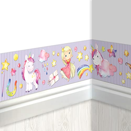 Papierdrachen Bordo per bambini Unicorno | Bordo per cameretta dei bambini | Carta da parati per bambini | abbellimento...