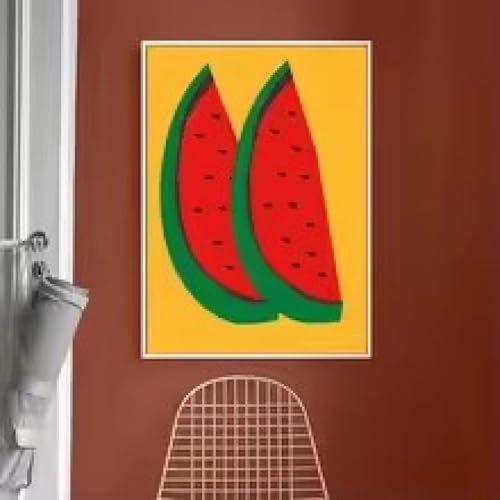 Art mural pastèque et cerise sur toile nordique pour chambre d'enfant sans cadre 60x90 cm
