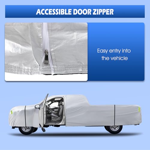 Image of Truck Cover Waterproof All Weather, 6 Layers Pickup Cover Fit for Ford F250 /F350, Chevrolet Silverado, Gmc Sierra, Ram 2500 (T5 Fit Truck Length Up to 266 inch), Silver
