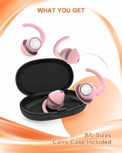 Noise Reduction Earplugs, 25dB Reusable Silicone Ear Plugs with Case, Pink - 2
