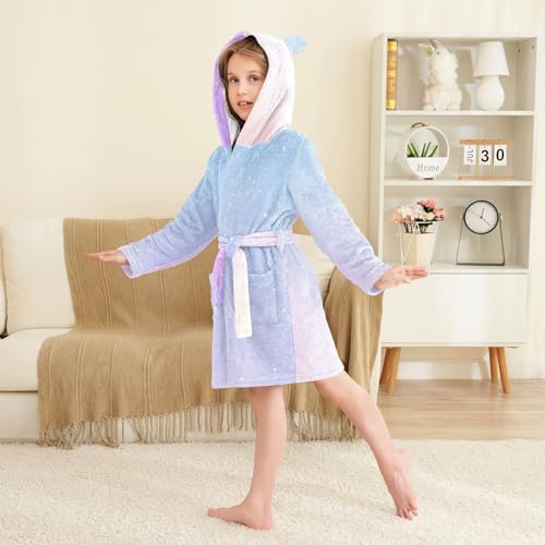 GuoChe Rainbow unicorns Style Bright Abstract Girls Robe Hooded Robes3