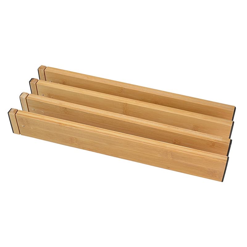 VIGAN Lot de 2/4 séparateurs de tiroir réglables en bambou pour chambre à coucher, cuisine, tiroir de rangement, séparateurs de tiroir extensibles pour placard, armoire (4 pièces/court)