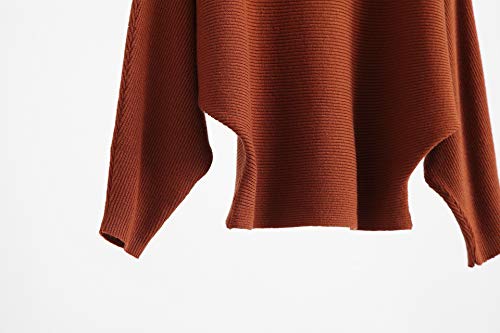 Image of EDSTAR Women Dolman Batwing Sleeves Knitted Sweaters Winter Boat Neck Pullovers Tops
