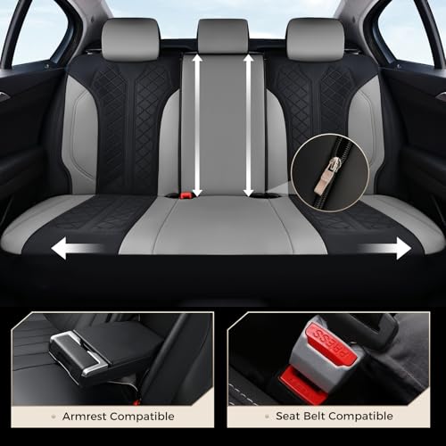 Image of Coverado Automotive Seat Covers Full Set, Luxury Car Seat Covers, Leather Seat Covers, Mesh Design, Black Driver Seat Protectors, Universal Fit for SUVs, Trucks, Sedans