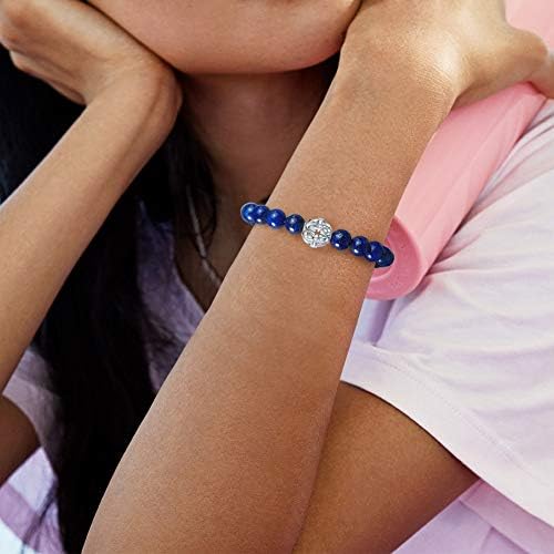J.Endéar Beaded Bracelets for Womens, 8mm Natural Gemstone Bracelet, Infinity Friendship Bracelets with 925 Sterling Silver Infinite Charm
