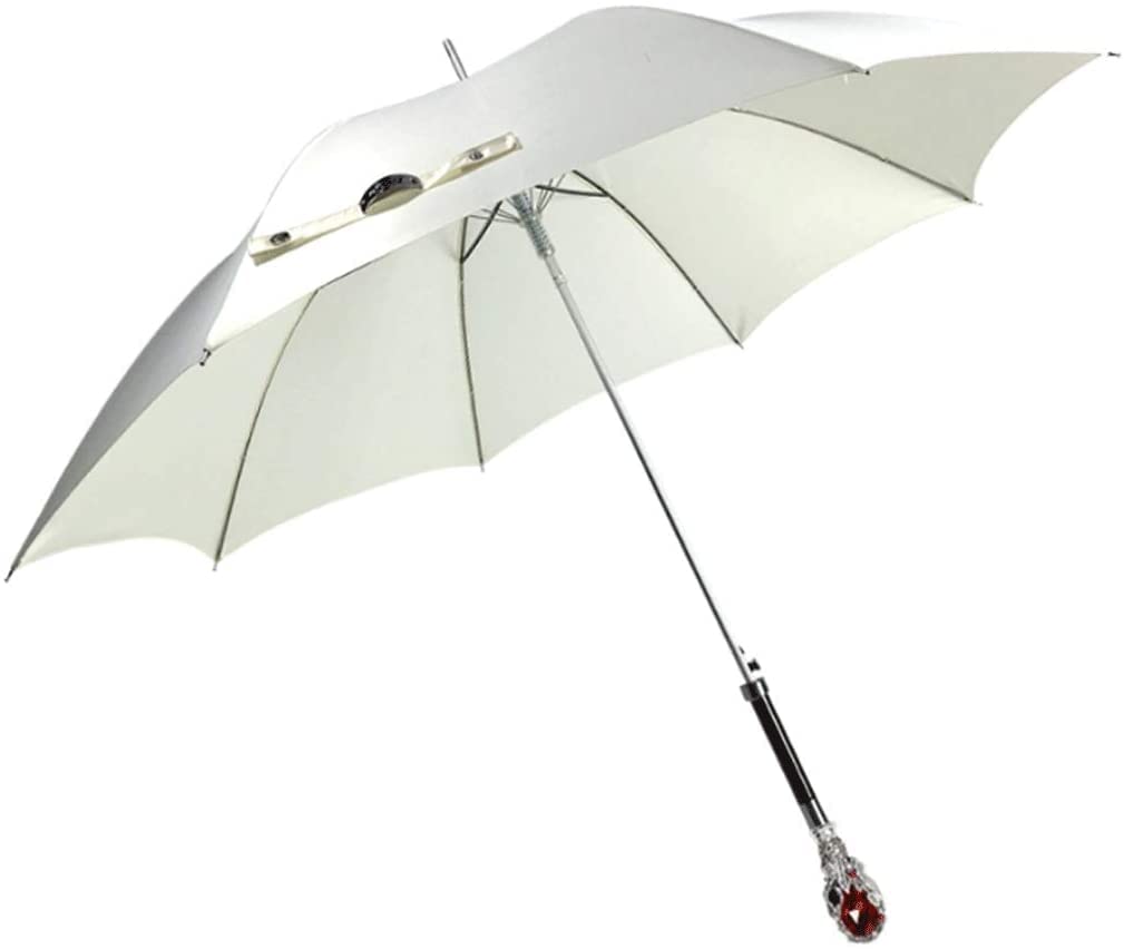 CMBSSTFC Paraguas para lluvia Paraguas Paraguas con forma de rubí plateado Mango largo Caballero Paraguas británico Paraguas automático de doble propósito Paraguas unisex Paraguas a prueba de viento (