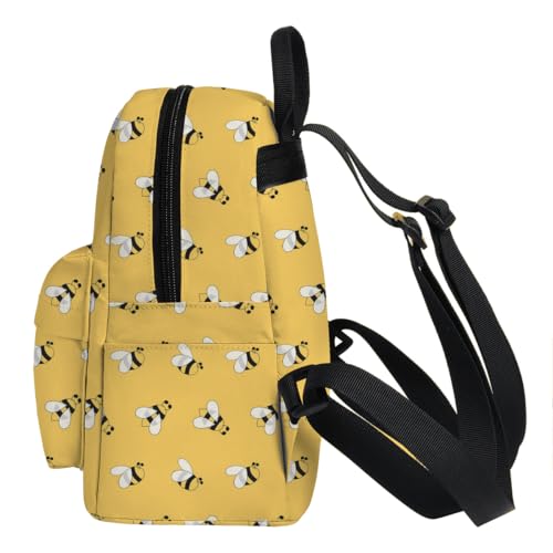 Image of Deanfun Mini Backpack for Women - Cute Bee Print Small Backpack Purse with Ample Storage and Double Zippers Waterproof Shoulder Straps 3D Graphic MNSB-312