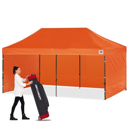 Image of ABCCANOPY Heavy Duty Easy Pop up Canopy Tent with Sidewalls 10x20, Orange