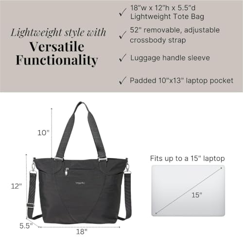Image of Baggallini Avenue Tote - 12x18 Laptop Tote Bag for Women - Lightweight Work Travel Carry On Bag