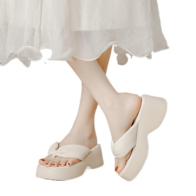 HBJWOV Thick Soled Slippers Thick Heels External Wearing of Flip Flops Vacation Beach Sandals Sponge Shoes3