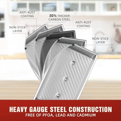 Image of KITESSENSU Pullman Loaf Pan with Lid, 1 lb Dough Capacity Non-Stick Bakeware for Baking Bread, Carbon Steel Corrugated Bread Toast Box Mold with Cover for Baking Bread, Silver (Pack of 2)