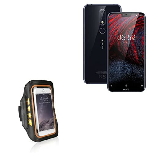 BoxWave Case for Nokia 6.1 Plus (Case JogBrite Sports Armband, High Visibility Safety Light LED Runners Armband for Nokia 6.1 Plus - Bold Orange