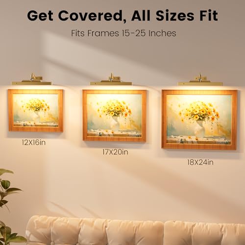 Image of Picture Light Wall Sconce, 4400mAh Rechargeable Wireless Battery Lighting, 12'' Dimmable LED with Remote 3CCT for Wall Art Gallery Display (Antque Gold)