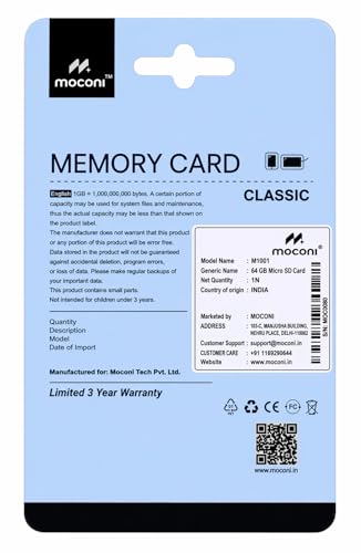 Image of Memory Card with SD Adapter, Grade U-3 /A1 /V30 Class 10, Up to 70 Mbps Reading & 150 Mbps Writing Speed with High Performance of Data Transfer (64, GB) (64, GB)