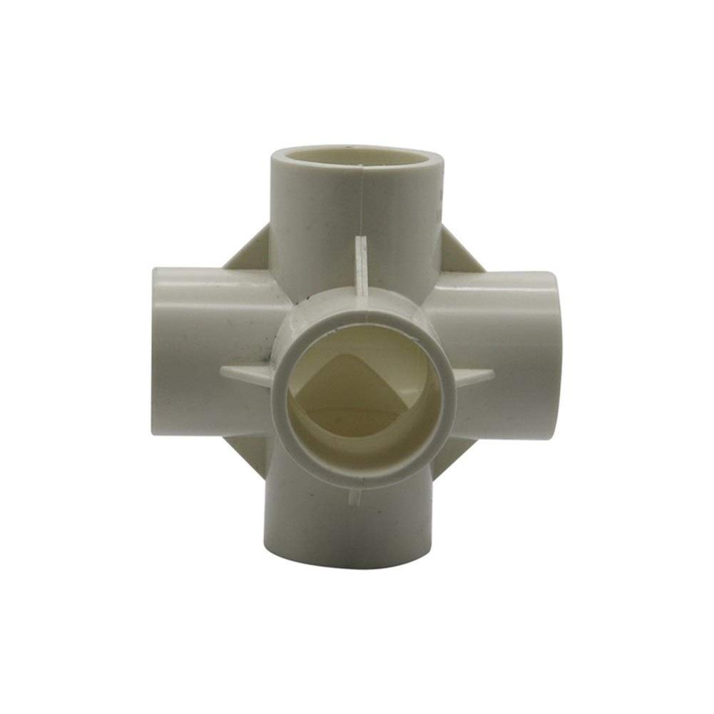Conector de codo de tubería, 20 mm, 25 mm, 32 mm, junta de 5 vías, estereoscópica, para riego de jardín, accesorios de tubo, herramientas de manguera, 20 unidades (color: blanco, diámetro: 25 mm)