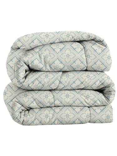 Image of HOMEKART 220 GSM Premium Reversible Microfiber AC Comforter for Double Bed | Soft, Lightweight & Breathable All-Season 3-Layer Quilted Blanket (220 x 240 cm, Floral, Grey & White)