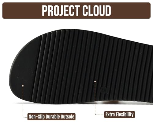 Image of Project Cloud 100% Genuine Leather Sandals for Women Footwear - Stylish Womens Sandals with Plush & Soft Insole - Non-Slip and Water-Resistant Beach Sandals Slides for Women (Mayvy)