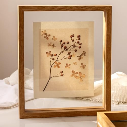 Unikicool Marco de fotos de doble cara, marco de fotos transparente, foto de madera, marco de fotos de cristal de doble cara, marcos de vidrio flotantes, resistente a los arañazos, para fotos, obras