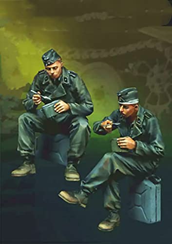 1/35 della seconda Guerra Mondiale Soldati del carro Armato Tedesco Che riposano e pranzano Modello di Soldato in Resina (2 Persone) Non assemblato e Non Verniciato