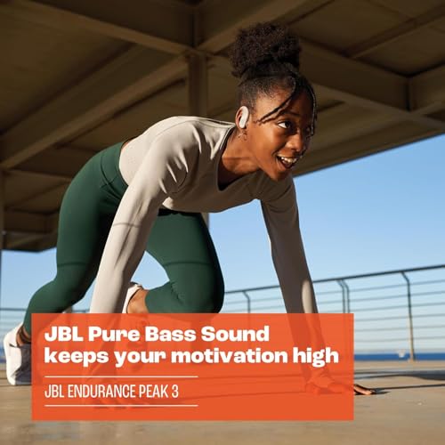 JBL Endurance Peak 3 – Kabellose aktive Ohrhörer mit IP68-Wasserschutz und bis zu 50 Stunden Akkulaufzeit – Weiß