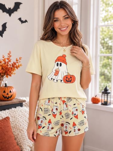 Women Halloween Pajamas Ghost Short Sleeve Sleepwear Lounge Set - image 2