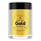 Shanlinly Gold Edible Glitter for Cakes Drinks - Food Grade 5g Shimmer Luster Glitter Dust Edible Glimmer Powders for Strawberries, Sprinkle on Sparkle, Chocolate, Cookie, Cupcake, Cocktail, Vegan