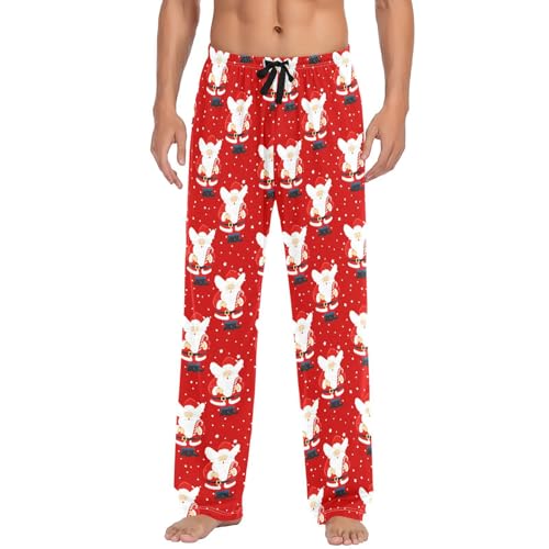 Christmas Cowboy Santa Men's Pajamas Pants Cotton Sleep Bottoms Pants Lounge Sleepwear - S2