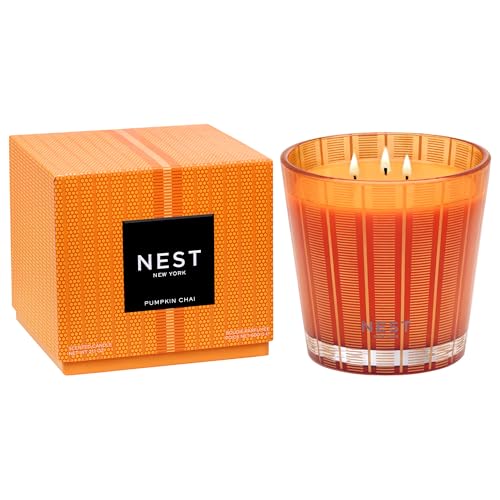NEST-New-York-Scented-Luxury-4-Wick-Candle-Pumpkin-Chai-437-oz-Up-to-120-Hour-Burn-Time-Reusable-Glass-Vessel NEST New York Scented Luxury 4-Wick Candle, Pumpkin Chai - 43.7 oz - Up to 120-Hour Burn Time - Reusable Glass Vessel - Image 1