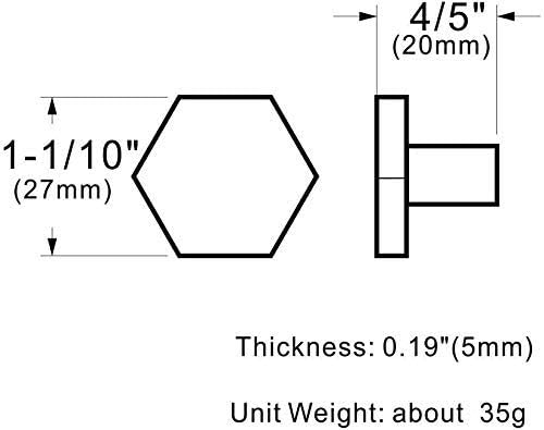 Miniatura 5 de RZDEAL Pomos de latón macizo de 1-110 pulgadas, pomo y tiradores hexagonales para cajones de tocador (10 unidades)