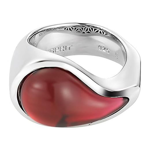 Esprit - ESRG11567C180 - Drip Drop - Bague Femme - Acier inoxydable 18.84 gr - Verre - Rouge - T 56