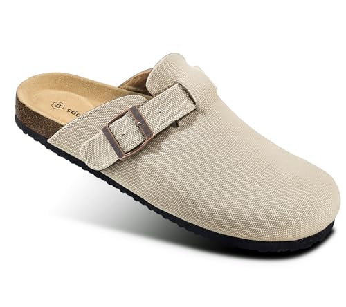 Image of BULLIANT Women Clogs-Fleece-Lined Suede Mules Slippers Nurse Shoes Unisex-Memory Foam Arch Support Cork-Footbed