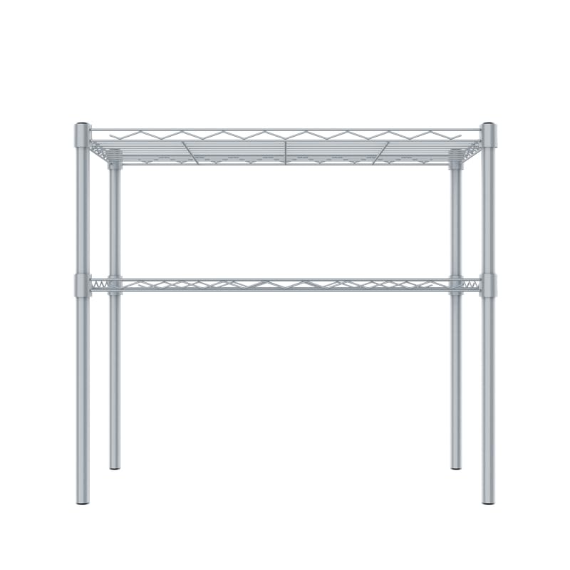 Image of 2-Shelves Microwave Compact Heavy Duty Steel Storage Rack | Multipurpose Shelving Unit for Kitchen, Home & Utility
