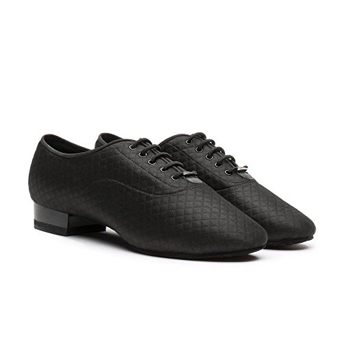 BD Dance Zapatos latinos profesionales para hombre, de salón, jazz, tango, vals, enseñanza, Oxford, lona acolchada #317, 6-14, Negro -, 41 EU