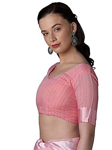 Image of AKHILAM Women's Cotton Silk with Satin Patta Printed Saree with Unstitched Blouse Piece(Light Pink F0PREMA108)