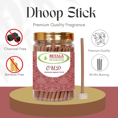 Image of Betala Fragrance Flavour Dhoop Sticks for Pooja, Pack of Gm Dhup Batti with Holder, Agarbatti, Incense Stick, Sandal, Cones, Cup, Sambrani (400 Gm, Oud)