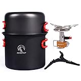 REDCAMP 7 PCS Camping Cookware Set Mess Kit, Lightweight & Compact Backpacking Cooking Set, Anodized Aluminum Camping Pots and Pans Set