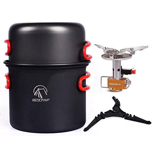 REDCAMP 7 PCS Camping Cookware Set Mess Kit, Lightweight & Compact Backpacking Cooking Set, Anodized Aluminum Camping Pots and Pans Set