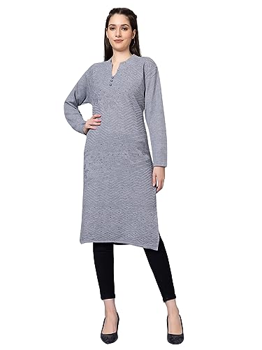 Image of Tysort Women's Winter wear Desiner Kurtas Embroidery Woolen Kurtis for Women