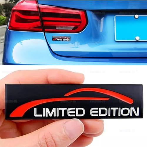 Image of Pair Set Limited Edition Car Emblem Premium 3D Sport Turbo Badge Auto Rear Trunk Side Decal Sticker (Black Red)