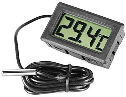 Excalibur - Mini Digital Thermometer with Probe for use with Fridge, Green House, Garden, Cellar, Wardrobe etc. (White)
