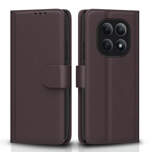 Image of Amazon Basics Flip Cover for Redmi Note 15 5G Leather Finish | Wallet Stand and Shock Proof | Inside TPU with Card Pockets | Complete Protection Flip Case (Coffee)