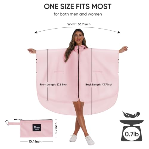 PTEROMY Hooded Rain Poncho for Adult with Pocket and Zipper, Waterproof Lightweight Raincoat for Men and Women - Image 3