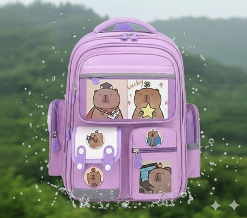 Image of Girls School Backpack Cute Pink Pastel Gradient Bag with Multiple Compartments Lightweight Durable Bookbag for Kids Students (purple bag)