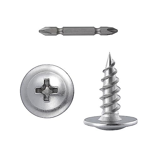 Image of (400 pcs)#8x1 /2 inch Phillips Truss Head Wood Screws Stainless Steel 410 Quick Metal Self Tapping