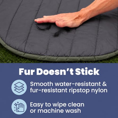 Image of Travel Dog Bed (42 inch x 30 inch) - Foldable & Packable for Travel, Road Trip, Camping - Lightweight, Water Resistant & Cozy Soft Padding - Compact, Portable & Machine Washable - Medium & Large Breeds: Black